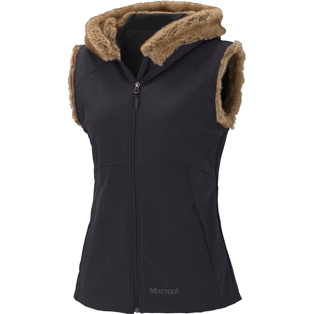 Marmot‎ Furlong Softshell Vest - Women gray small fur hooded and lined